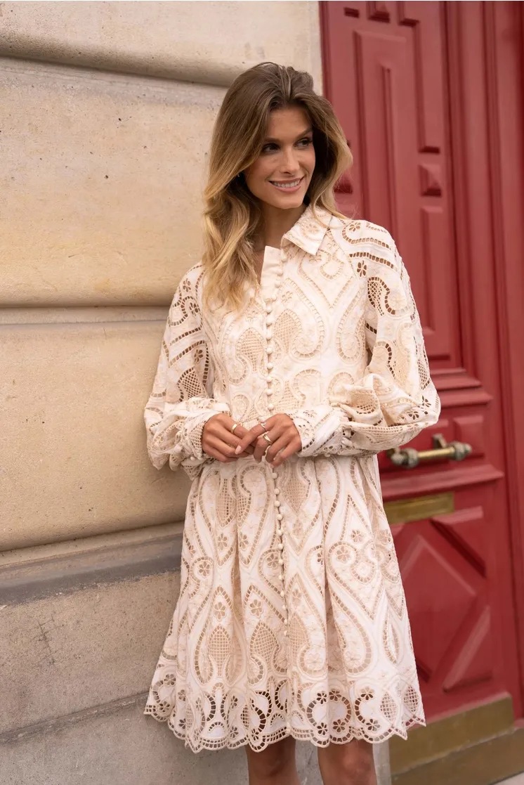 Embroidered Cotton Lace Dress