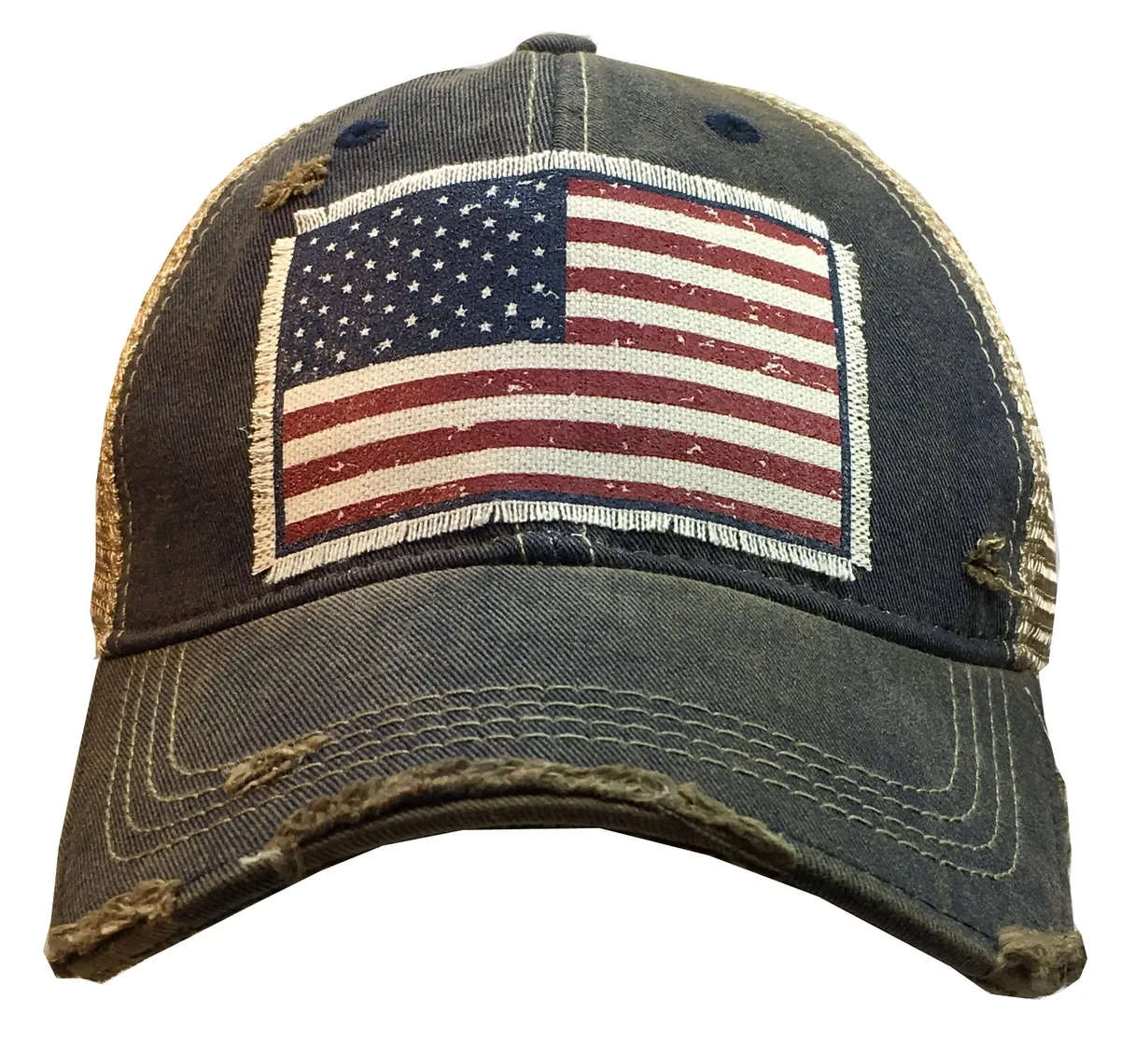 American Flag USA Distressed Trucker Hat Baseball Cap