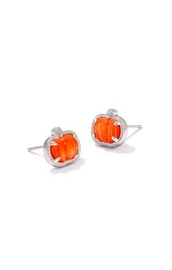 PUMPKIN STUD EARRINGS-SILVER