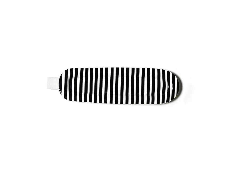 Black Stripe Mini Skinny 17 Oval Entertaining Tray