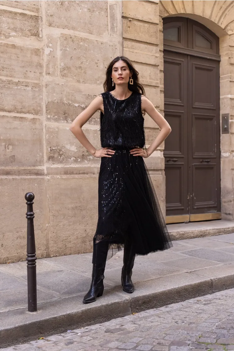 Ambre Tulle &amp; Sequin Skirt