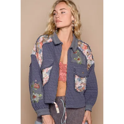 QUILTED JACKET WITH FLORAL DETAILS