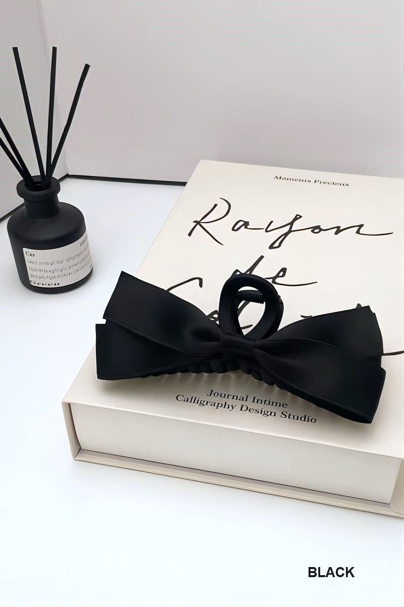SILK RIBBON BOWKNOT TASSELS HAIR CLIP CLAW, Color: BLACK