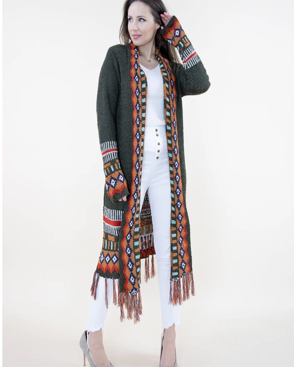 PLUS Tribal Cardigan w/ Fringe