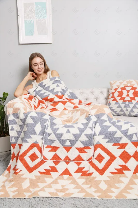 PLUSH TRIBAL 2IN1 THROW BLANKET &amp; PILLOW
