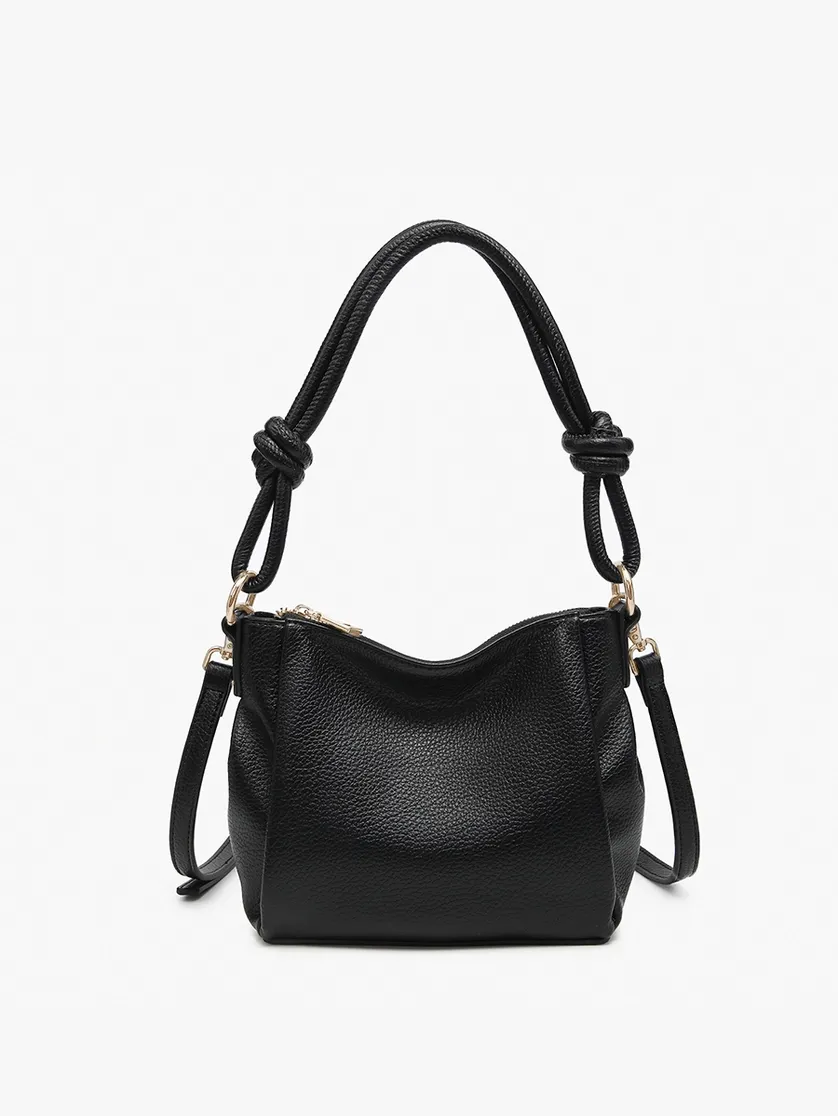 Chicago Knotted Shoulder Bag w/ Crossbody Strap, Color: Black