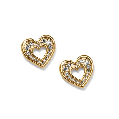 Enchanting Heart Post Earrings-Gold