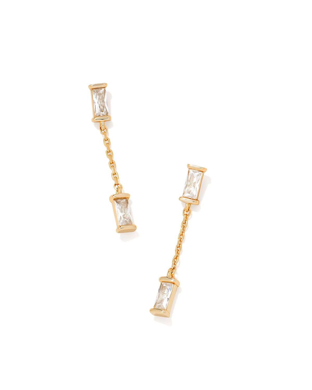 JULIETTE DROP EARRINGS, Color: GOLD WHITE CRYSTAL, Size: ONE SIZE