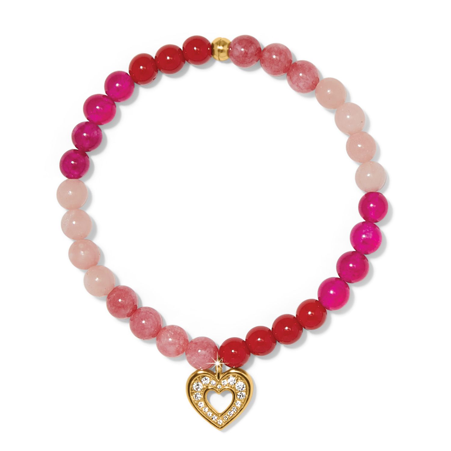 Enchanting Heart Stretch Bracelet-Gold-Pink
