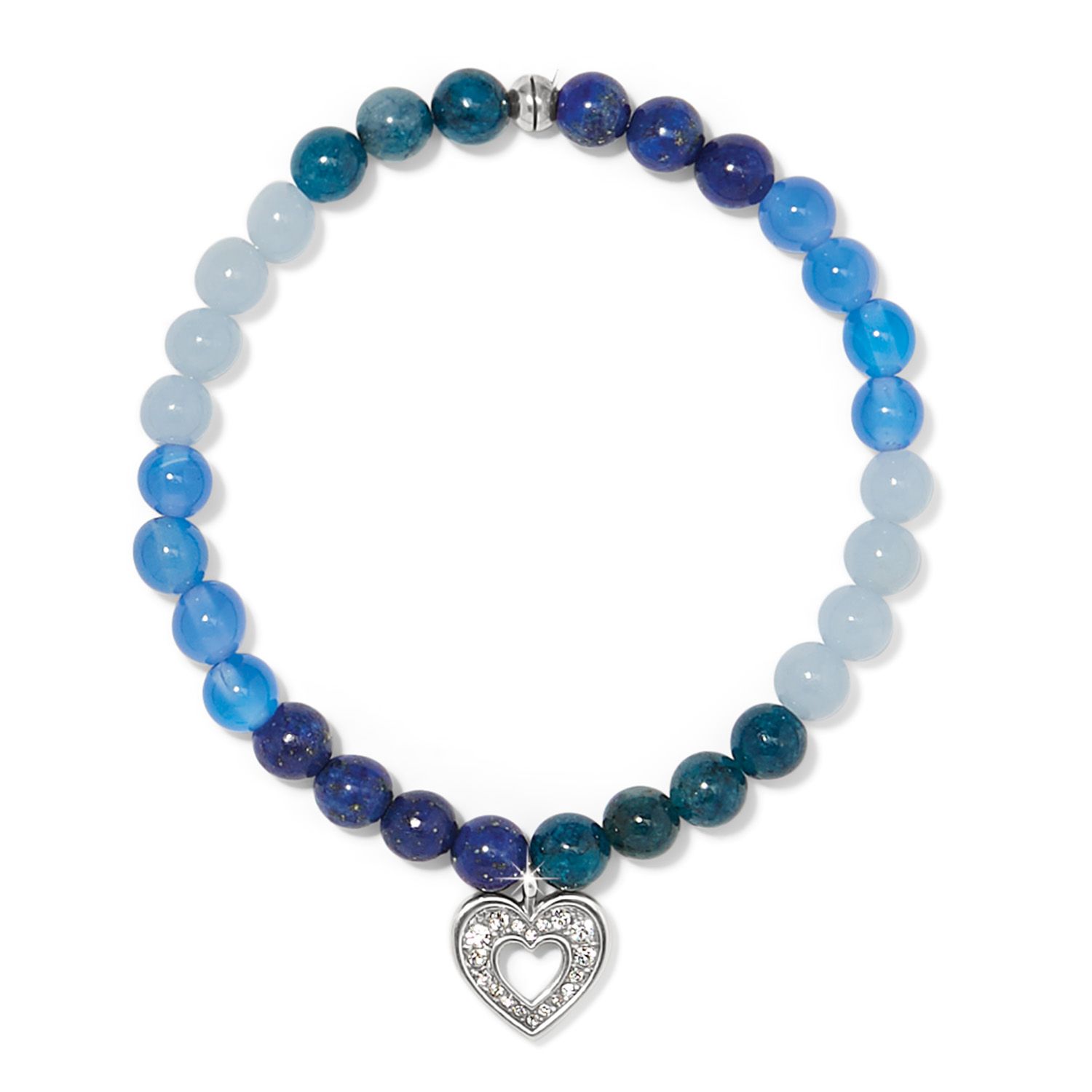 Enchanting Heart Stretch Bracelet-Silver-Blue