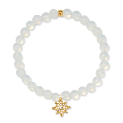 Enchanting Star Stretch Bracelet-Gold-White