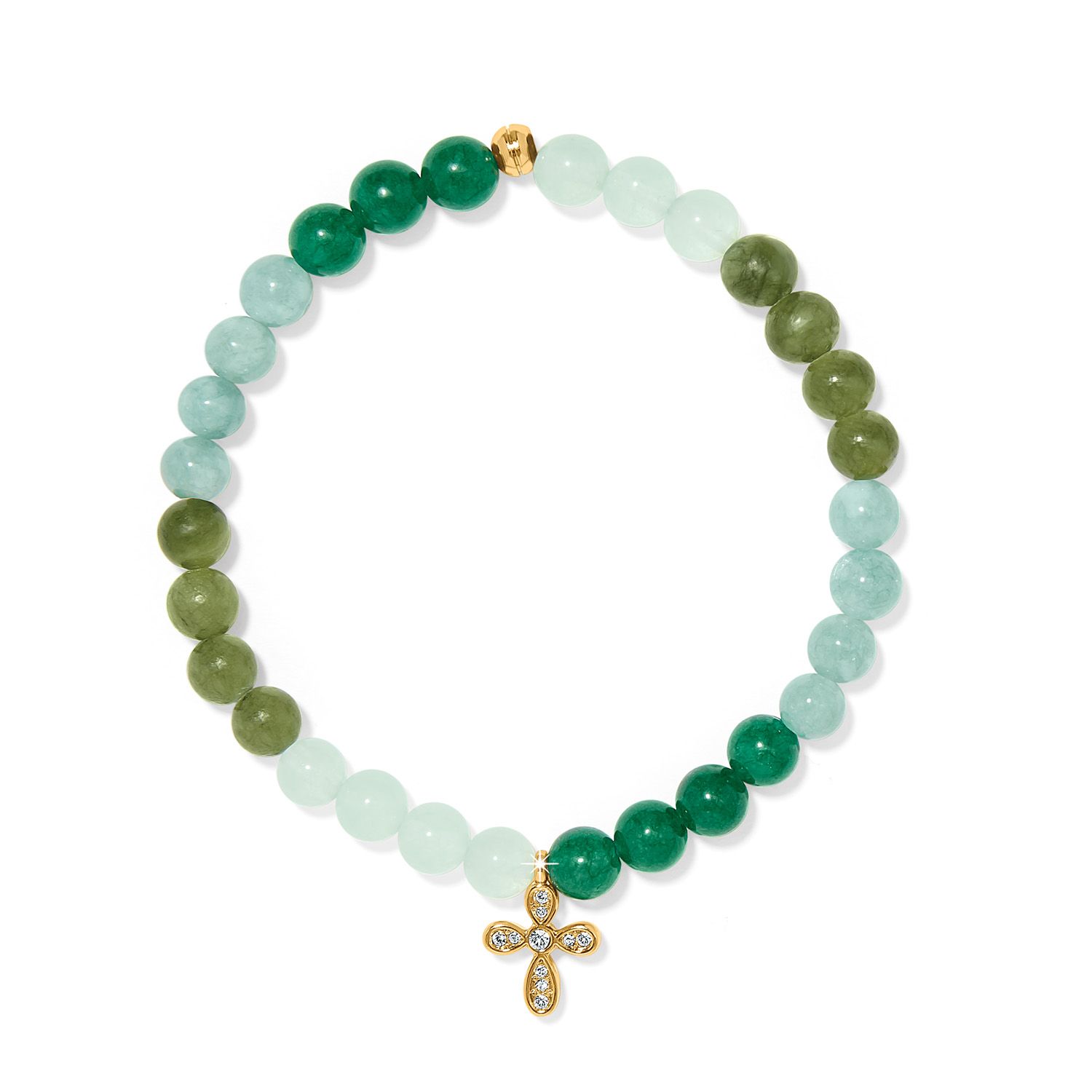 Enchanting Cross Stretch Bracelet-Gold-Green