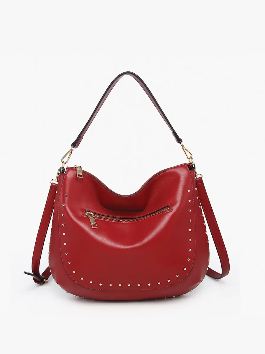 Aurelia Studded Hobo-Merlot