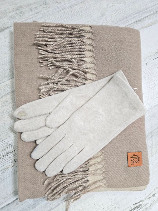 BEIGE SCARF &amp; GLOVE SET