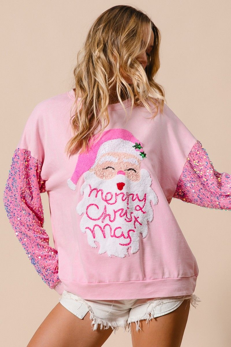 Velvet Sequin Santa Pullover