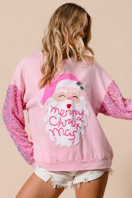Velvet Sequin Santa Pullover