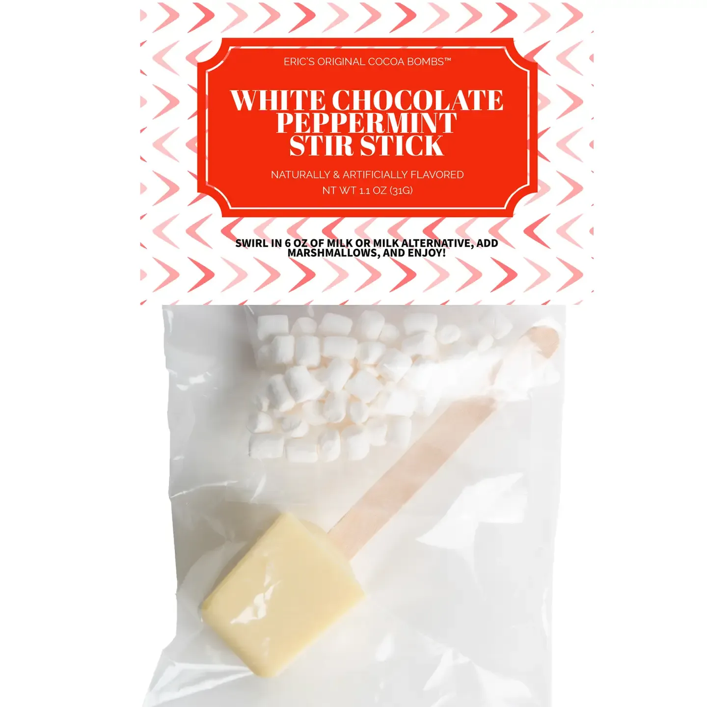 WHITE CHOCOLATE PEPPERMINT HOT COCOA STICK