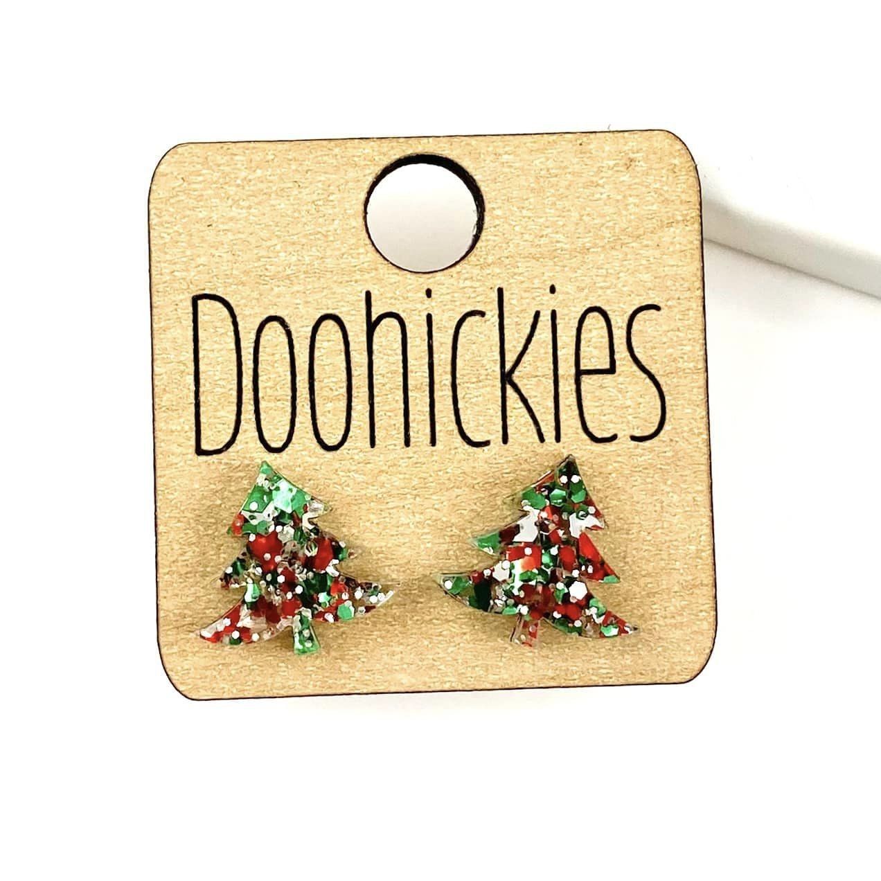 Christmas Glitter Swoopy Tree Studs