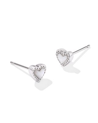 Mini Ari Heart Stud Earrings-Silver