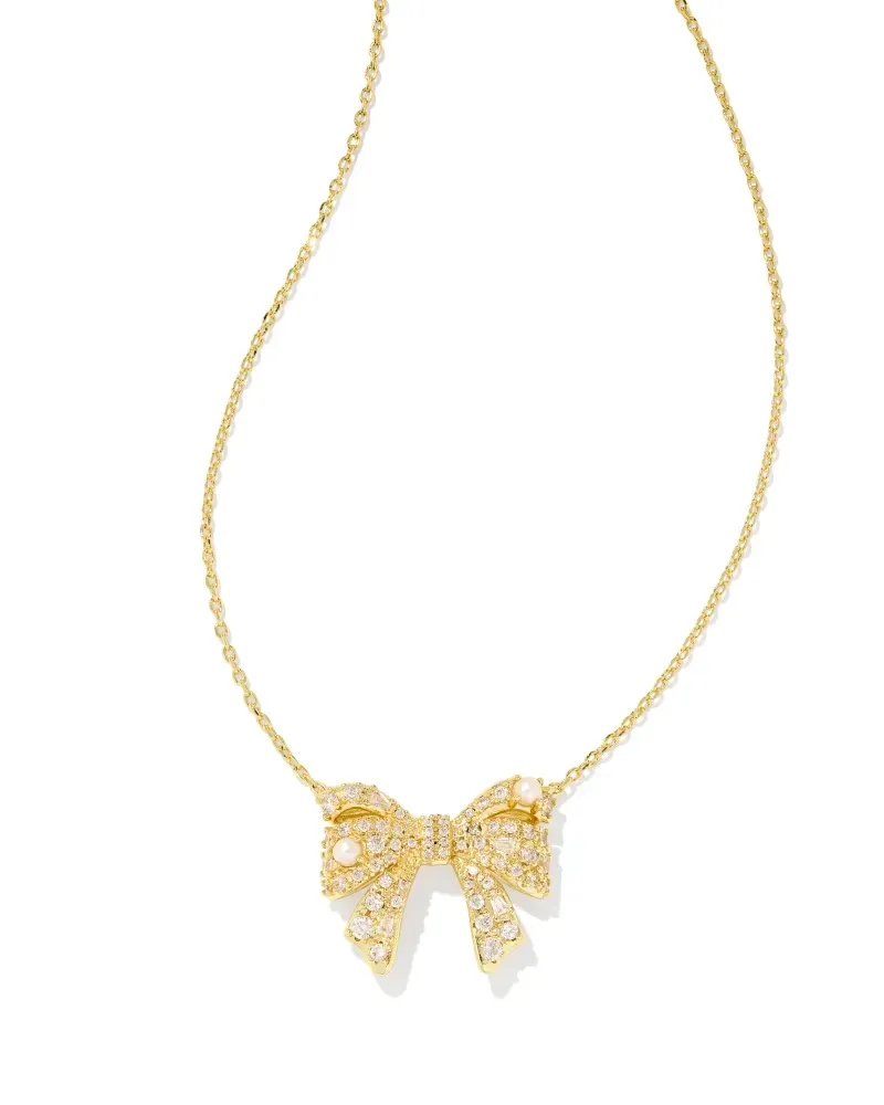 Krista Bow Short Pendant Necklace-Gold