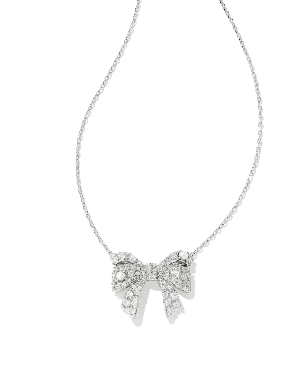 Krista Bow Short Pendant Necklace-Silver