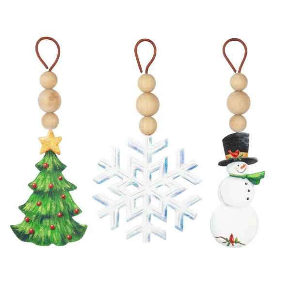 Wood Bead Holliday Ornaments