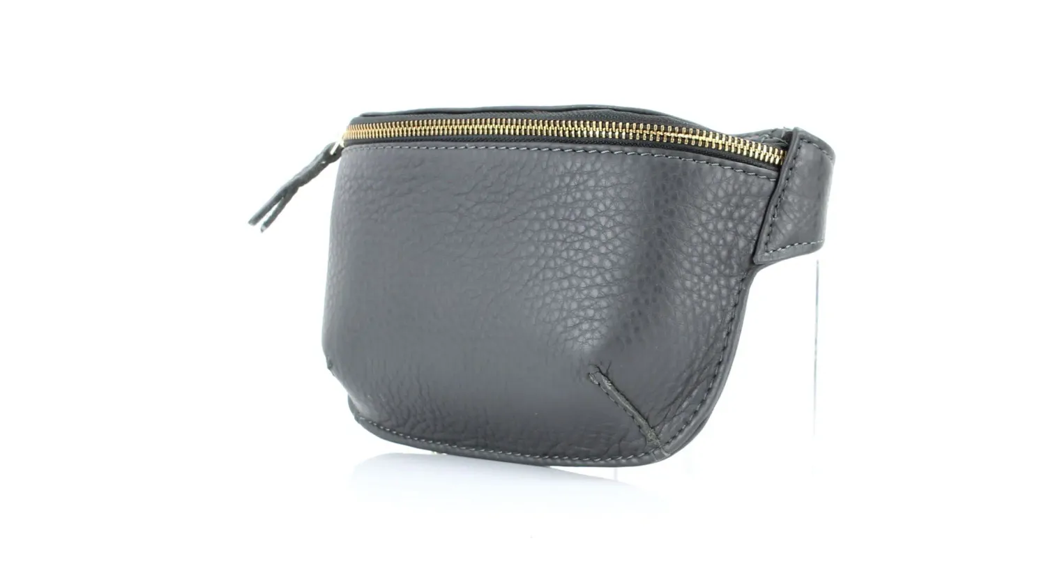 Leather Crossbody Belt Bag, Color: GREY