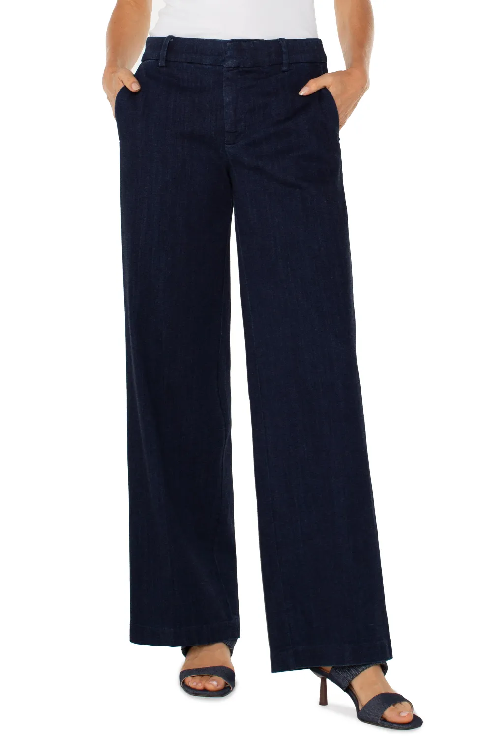 Kelsey Wide Leg Trouser w/Inner Waistband Trim 31ins