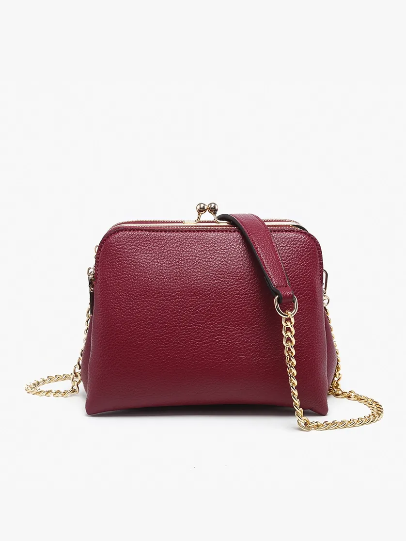 Kiva Snap Pouch Crossbody w/ Chain Strap-Merlot