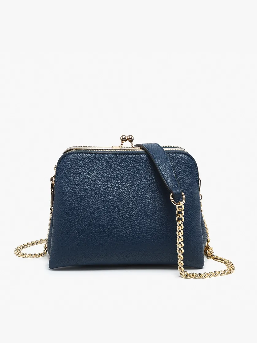 Kiva Snap Pouch Crossbody w/ Chain Strap-Navy