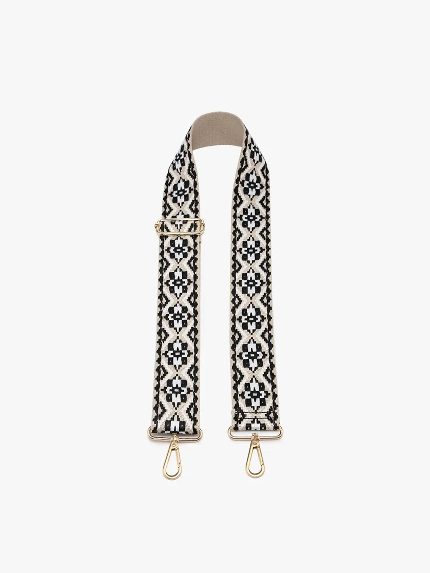 Tribal Guitar Strap-Black/White