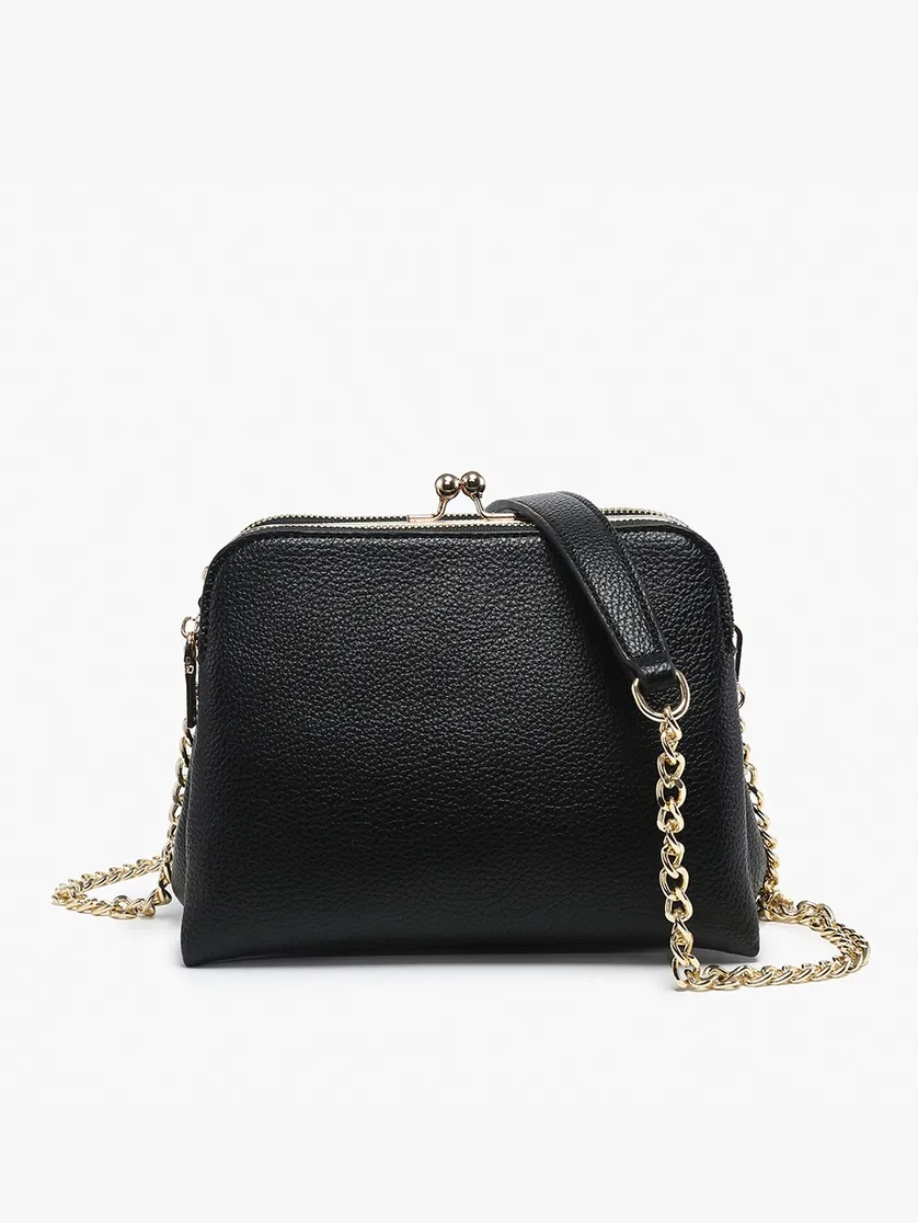 Kiva Snap Pouch Crossbody w/ Chain Strap-Black