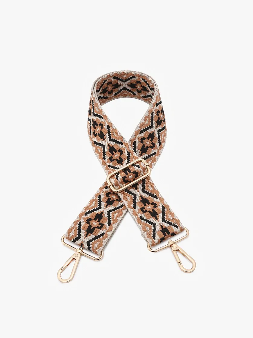 Tribal Guitar Strap-Black/Orange