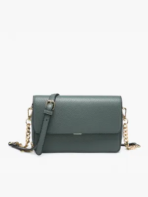 Lauryn Flapover Crossbody w/ Chain Strap-Dark Slate