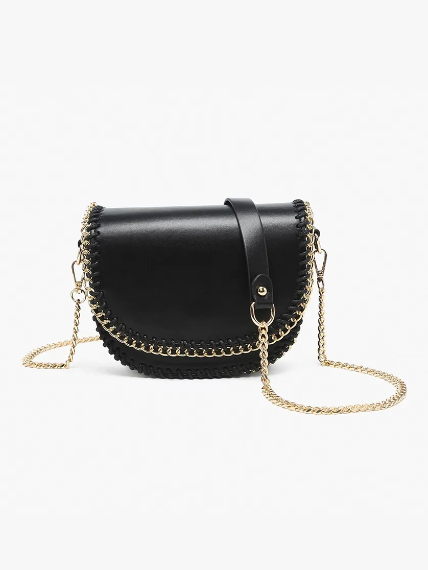 Istanbul Gold Chain Trim Crossbody-Black