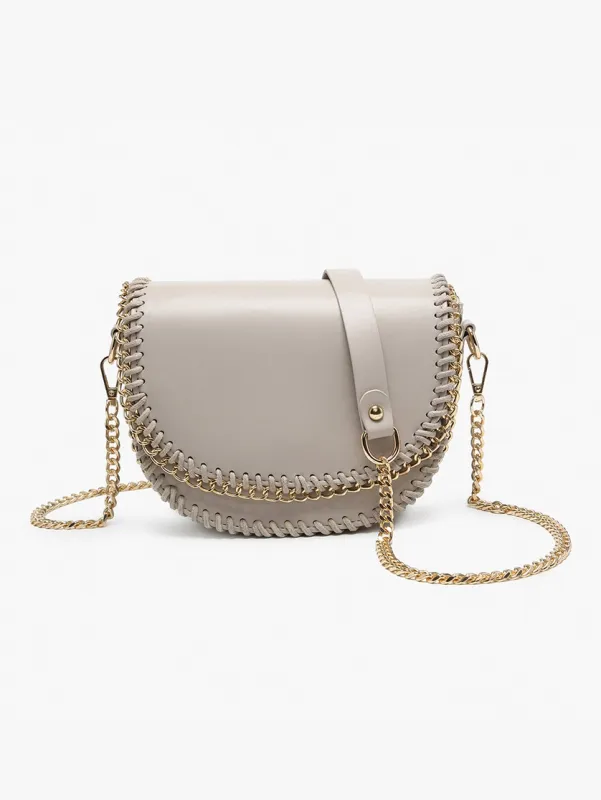 Istanbul Gold Chain Trim Crossbody-Greige