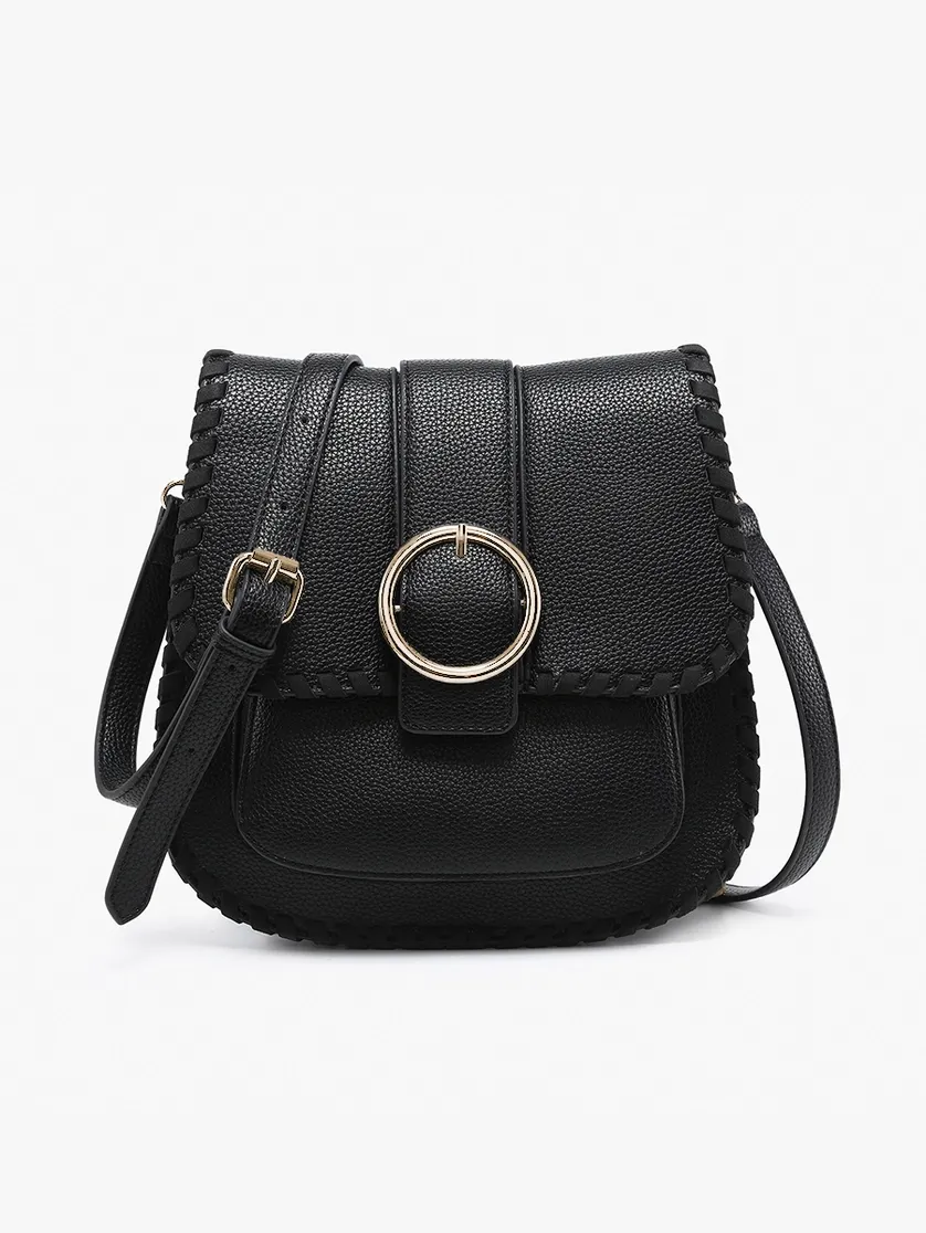 Sandra Buckle Flapover Crossbody-Black