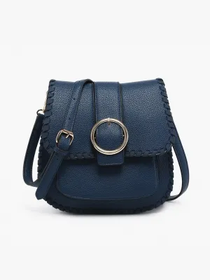 Sandra Buckle Flapover Crossbody-Navy