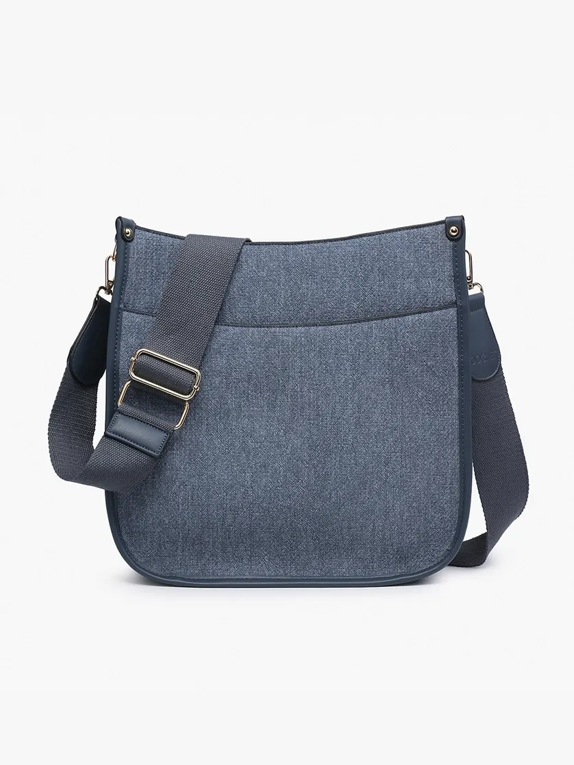 Chloe Denim Crossbody with Guitar Strap-Jean