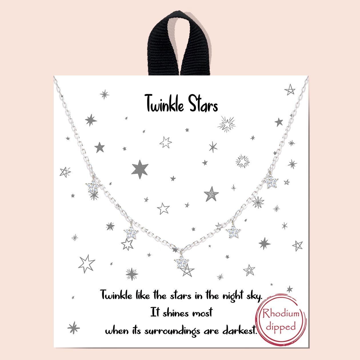 TWINKLE STARS / PAVE CUBIC ZIRCONIA FIVE STAR STATION, Color: SILVER