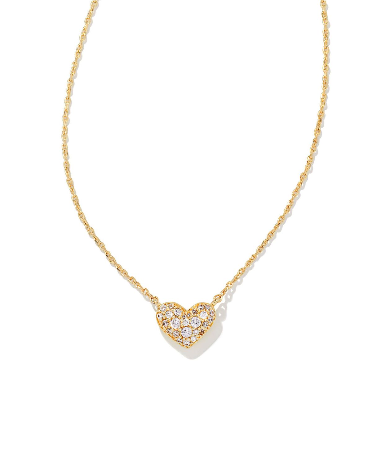 Ari Pave Crystall Heart Necklace-Gold, Color: GOLD METAL WHITE CZ, Size: ONE SIZE