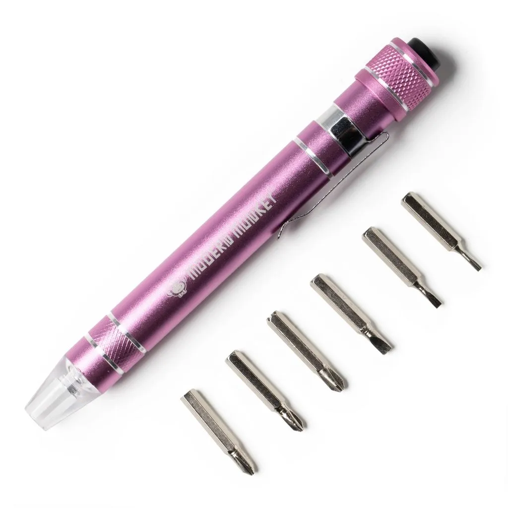 Modern Monkey Screwed Up 6-in-1 Mini LED Screwdriver, Color: pink