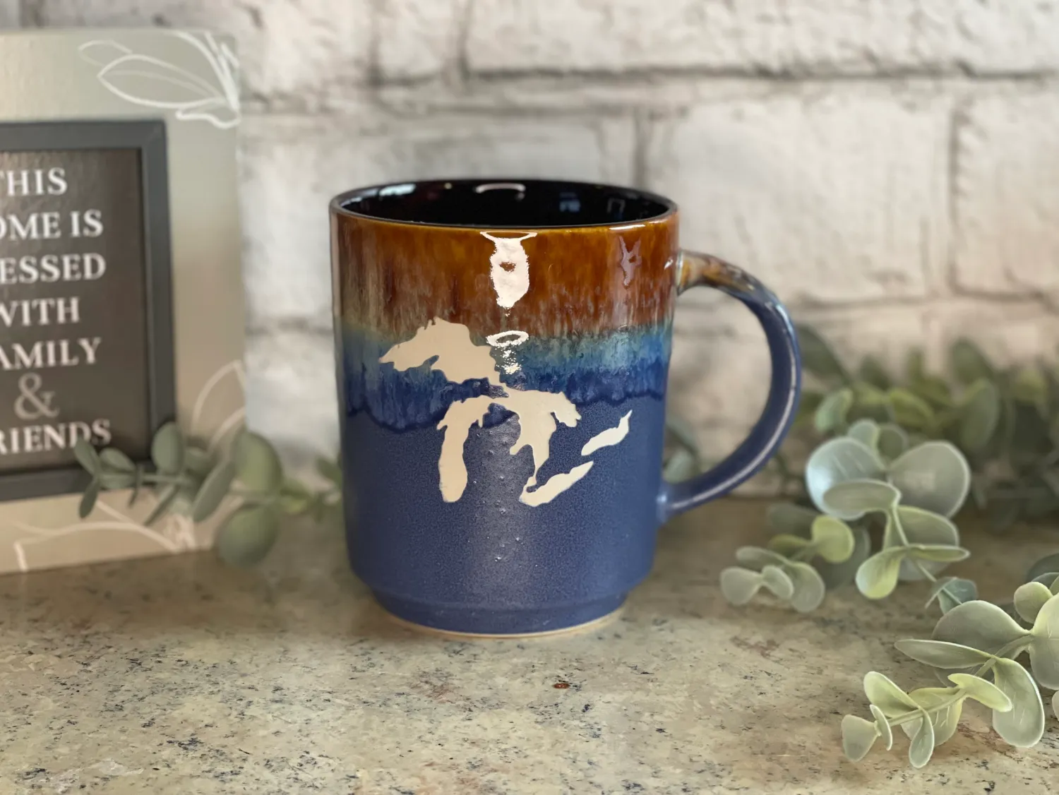 Engraved Michigan Tri-Colored Coffee Mug