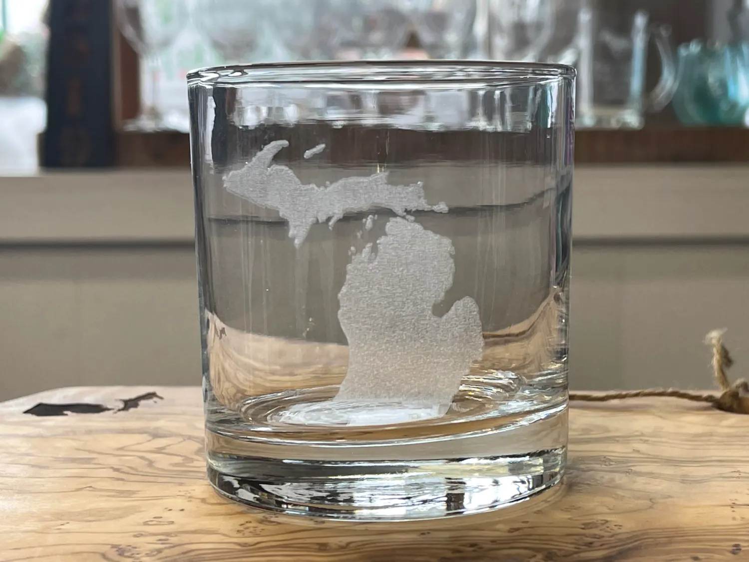 Michigan Outline Rock Glass