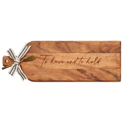 Acacia Bevel Board Long w/ Gold Spreader &amp; Ribbon | To Have And To Hold