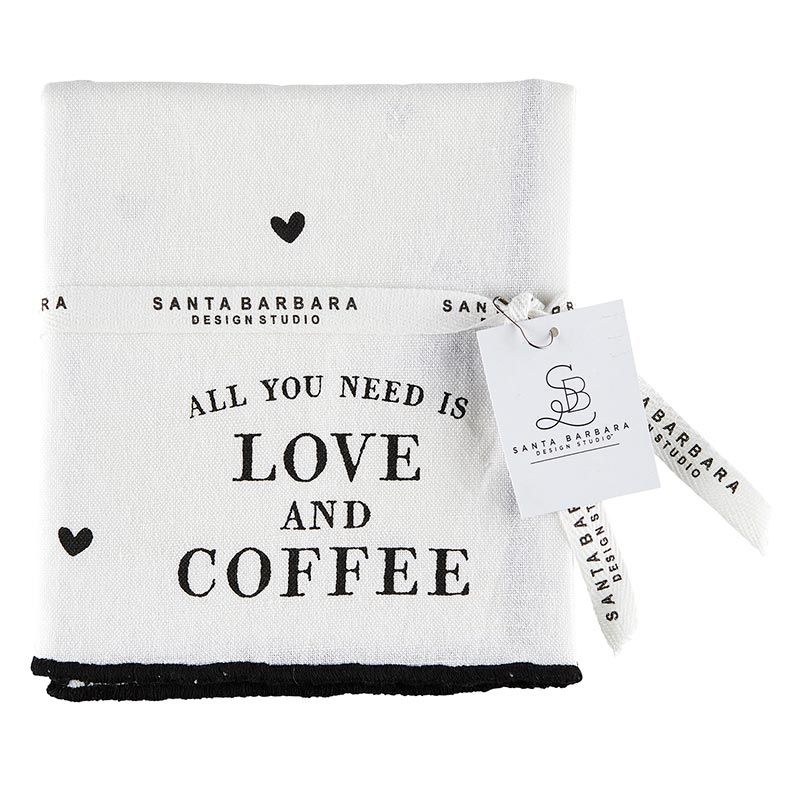 Overlock Tea Towel - Love &amp; Coffee