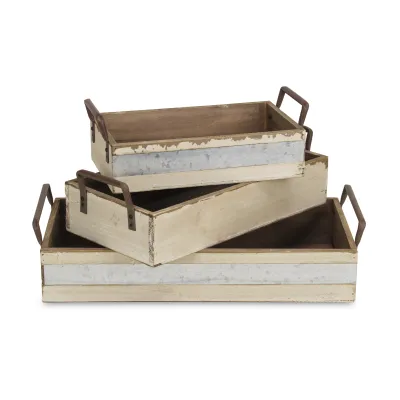 Weston Long Metal Accented Wood Crates-Large