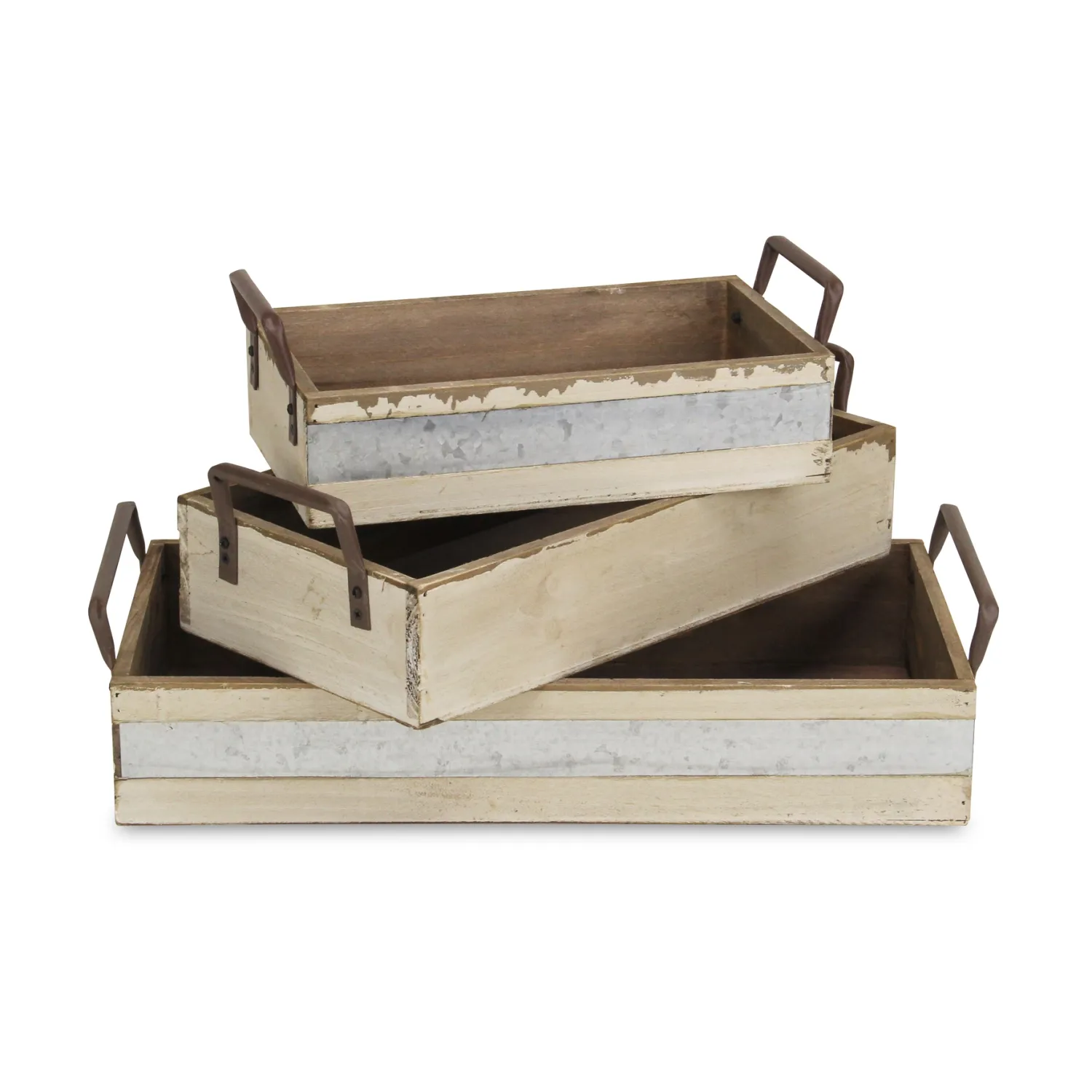 Weston Long Metal Accented Wood Crate-Medium