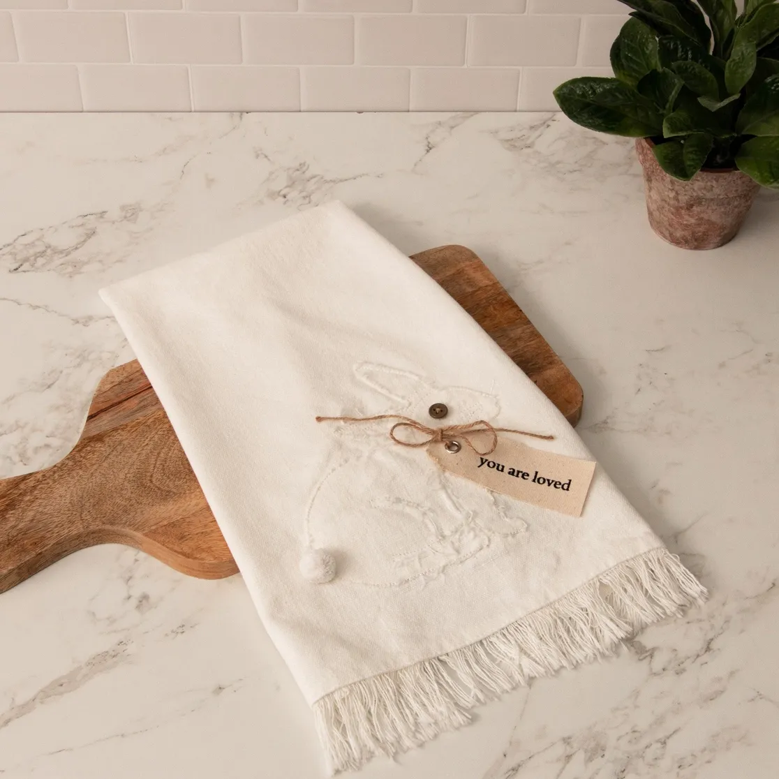 Tea Towels - Raggedy Rabbit With Fabric Tag (Pk/02)