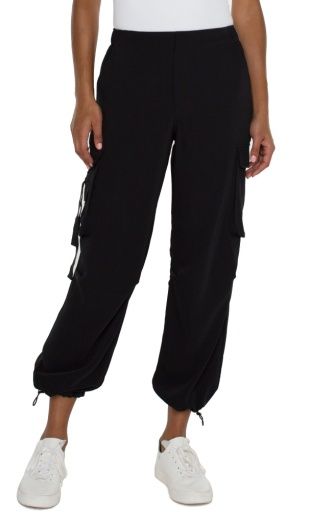 Cinch Hem Parachute Cargo Pant, Color: black, Size: XS